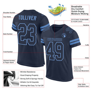 Custom Navy Navy-Light Blue Mesh Authentic Football Jersey