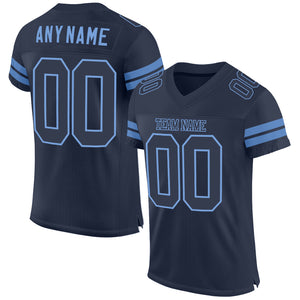 Custom Navy Navy-Light Blue Mesh Authentic Football Jersey