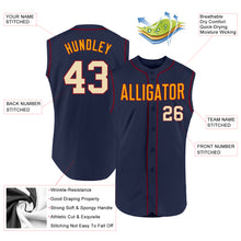 Load image into Gallery viewer, Custom Navy Cream-Crimson Authentic Sleeveless Baseball Jersey
