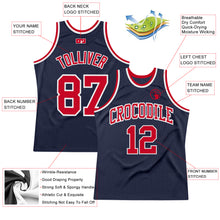 Load image into Gallery viewer, Custom Navy Red-White Authentic Throwback Basketball Jersey
