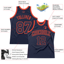 Load image into Gallery viewer, Custom Navy Navy-Orange Authentic Throwback Basketball Jersey
