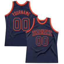 Load image into Gallery viewer, Custom Navy Navy-Orange Authentic Throwback Basketball Jersey
