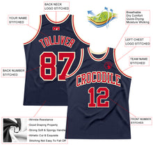 Load image into Gallery viewer, Custom Navy Red-Cream Authentic Throwback Basketball Jersey
