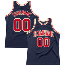 Load image into Gallery viewer, Custom Navy Red-Cream Authentic Throwback Basketball Jersey
