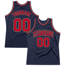 Load image into Gallery viewer, Custom Navy Red-Old Gold Authentic Throwback Basketball Jersey
