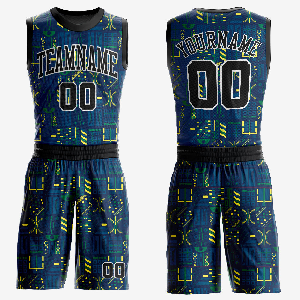 Cheap Custom Blue Black-White Round Neck Sublimation Basketball Suit Jersey  Free Shipping – CustomJerseysPro