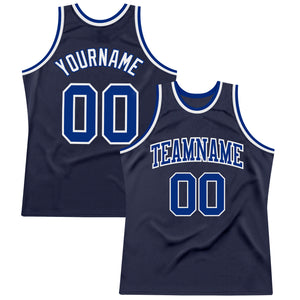 Custom Navy Royal-White Authentic Throwback Basketball Jersey