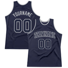 Load image into Gallery viewer, Custom Navy Navy-Gray Authentic Throwback Basketball Jersey
