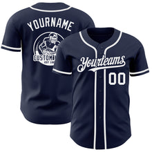 Load image into Gallery viewer, Custom Navy White Authentic Baseball Jersey
