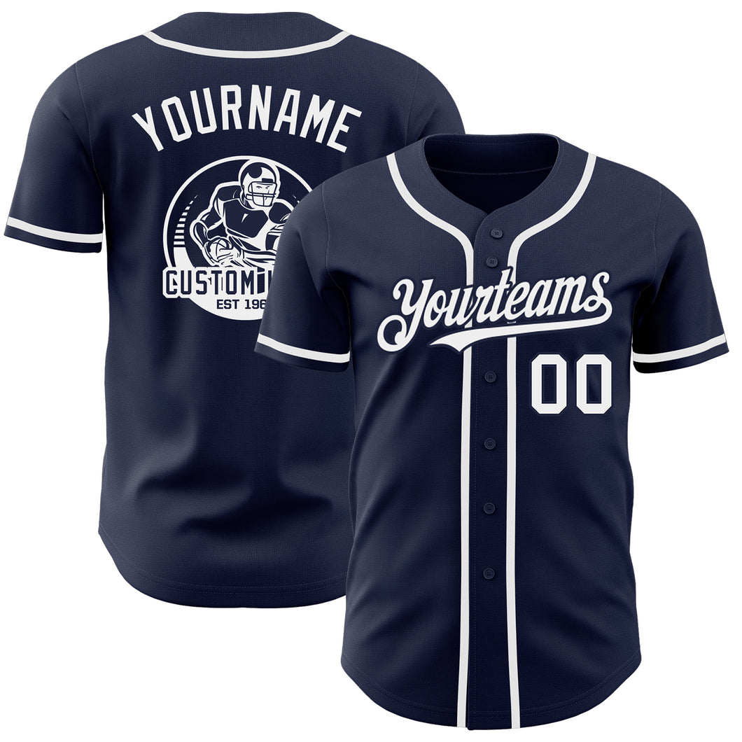 Custom Navy White Authentic Baseball Jersey