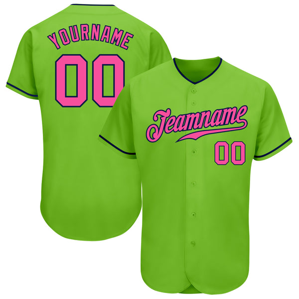 Custom Pink White-Kelly Green Authentic Raglan Sleeves Baseball Jersey  Discount