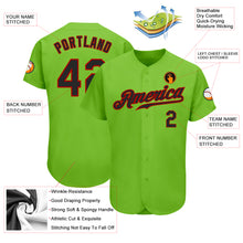 Load image into Gallery viewer, Custom Neon Green Black-Red Authentic Baseball Jersey
