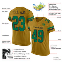 Load image into Gallery viewer, Custom Old Gold Kelly Green-Black Mesh Authentic Football Jersey
