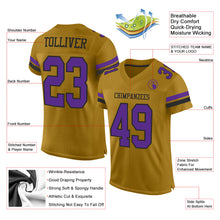 Load image into Gallery viewer, Custom Old Gold Purple-Black Mesh Authentic Football Jersey
