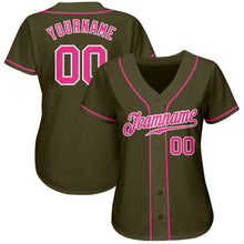 Load image into Gallery viewer, Custom Olive Pink-White Authentic Salute To Service Baseball Jersey
