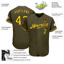 Load image into Gallery viewer, Custom Olive Gold-Black Authentic Salute To Service Baseball Jersey
