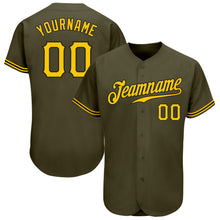 Load image into Gallery viewer, Custom Olive Gold-Black Authentic Salute To Service Baseball Jersey
