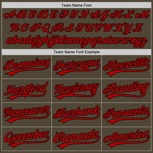 Custom Olive Red-Black Authentic Salute To Service Baseball Jersey