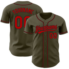 Load image into Gallery viewer, Custom Olive Red-Black Authentic Salute To Service Baseball Jersey
