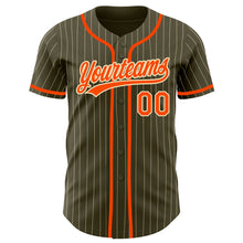 Load image into Gallery viewer, Custom Olive City Cream Pinstripe Orange Authentic Salute To Service Baseball Jersey
