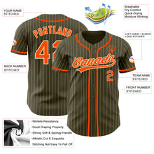Load image into Gallery viewer, Custom Olive City Cream Pinstripe Orange Authentic Salute To Service Baseball Jersey
