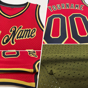 Custom Olive Orange-Black Authentic Throwback Salute To Service Basketball Jersey