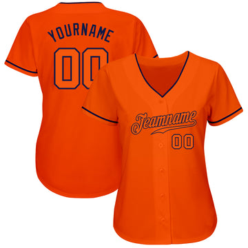 Custom Orange Orange-Navy Authentic Baseball Jersey