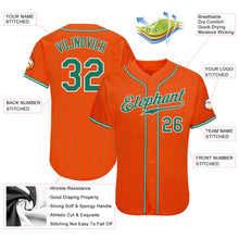 Load image into Gallery viewer, Custom Orange Kelly Green Pinstripe Kelly Green-White Authentic Baseball Jersey
