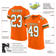 Load image into Gallery viewer, Custom Orange White-Green Mesh Authentic Football Jersey
