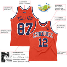 Load image into Gallery viewer, Custom Orange Navy-White Authentic Throwback Basketball Jersey
