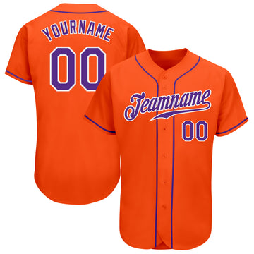 Custom Orange Purple-White Authentic Baseball Jersey