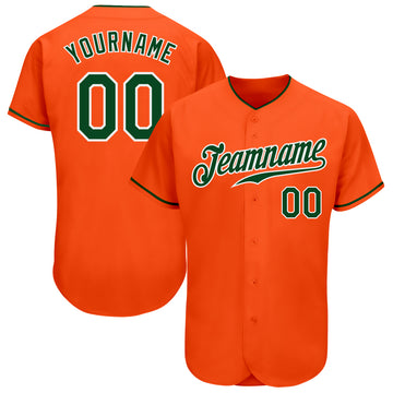 Custom Orange Green-White Authentic Baseball Jersey