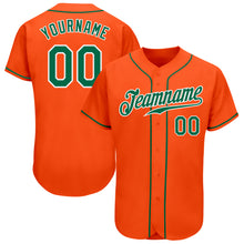 Load image into Gallery viewer, Custom Orange Kelly Green-White Authentic Baseball Jersey
