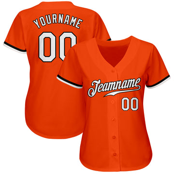 Custom Orange White-Black Authentic Baseball Jersey