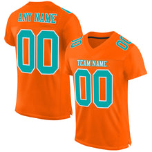 Load image into Gallery viewer, Custom Orange Aqua-White Mesh Authentic Football Jersey
