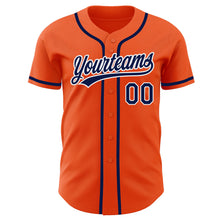 Load image into Gallery viewer, Custom Orange Navy-White Authentic Baseball Jersey
