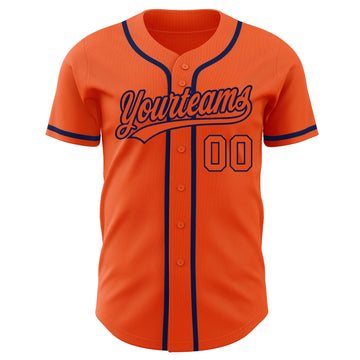 Custom Orange Orange-Navy Authentic Baseball Jersey