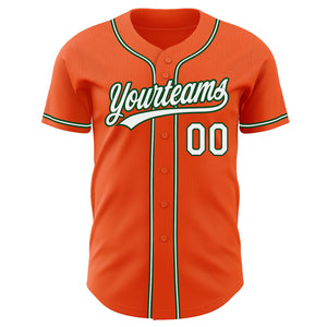 Custom Orange White-Green Authentic Baseball Jersey