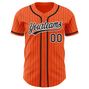 Custom Orange White Pinstripe Black Authentic Baseball Jersey