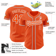 Load image into Gallery viewer, Custom Orange White Pinstripe Gray Authentic Baseball Jersey
