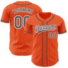 Load image into Gallery viewer, Custom Orange White Pinstripe Steel Gray Authentic Baseball Jersey
