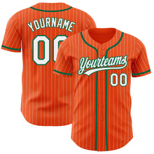 Load image into Gallery viewer, Custom Orange White Pinstripe Kelly Green Authentic Baseball Jersey
