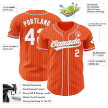 Load image into Gallery viewer, Custom Orange White Pinstripe Gray Authentic Baseball Jersey
