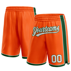 Custom Orange White-Green Authentic Basketball Shorts