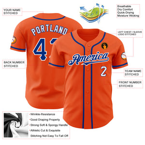 Custom Orange Royal-White Authentic Baseball Jersey