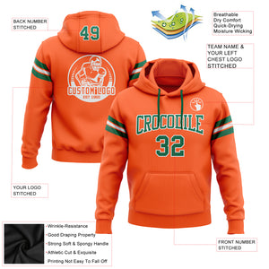 Custom Stitched Orange Kelly Green-White Football Pullover Sweatshirt Hoodie