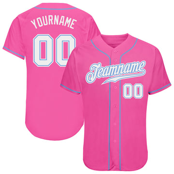 Custom Pink White-Black Authentic Baseball Jersey Discount