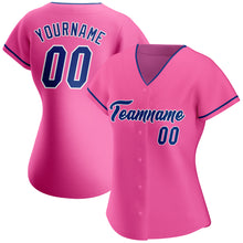 Load image into Gallery viewer, Custom Pink Royal-White Authentic Baseball Jersey
