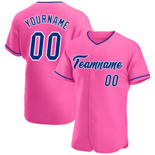 Load image into Gallery viewer, Custom Pink Royal-White Authentic Baseball Jersey
