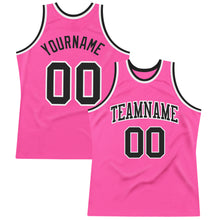 Load image into Gallery viewer, Custom Pink Black-White Authentic Throwback Basketball Jersey
